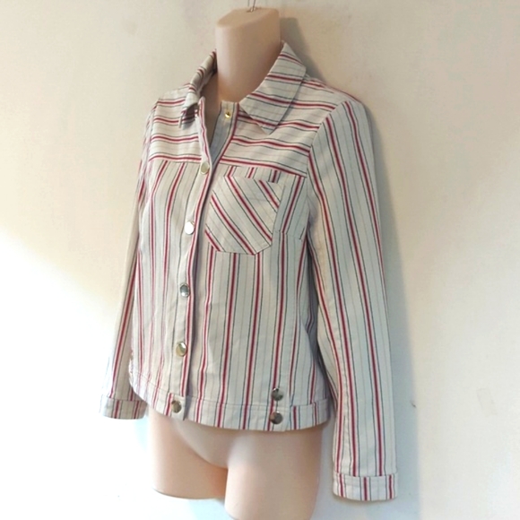 Chico's Striped Bi-Stretch Jacket - Picture 7 of 16